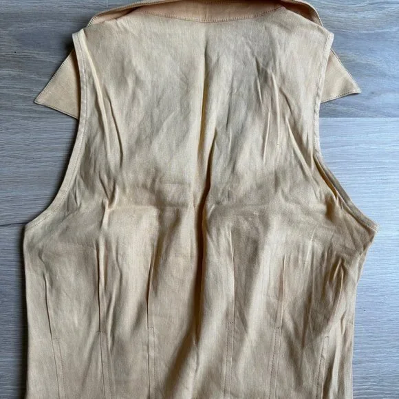 MONROW - LINEN SLEEVELESS BUTTON DOWN - SAND - SIZE MEDIUM - Picture 5 of 9